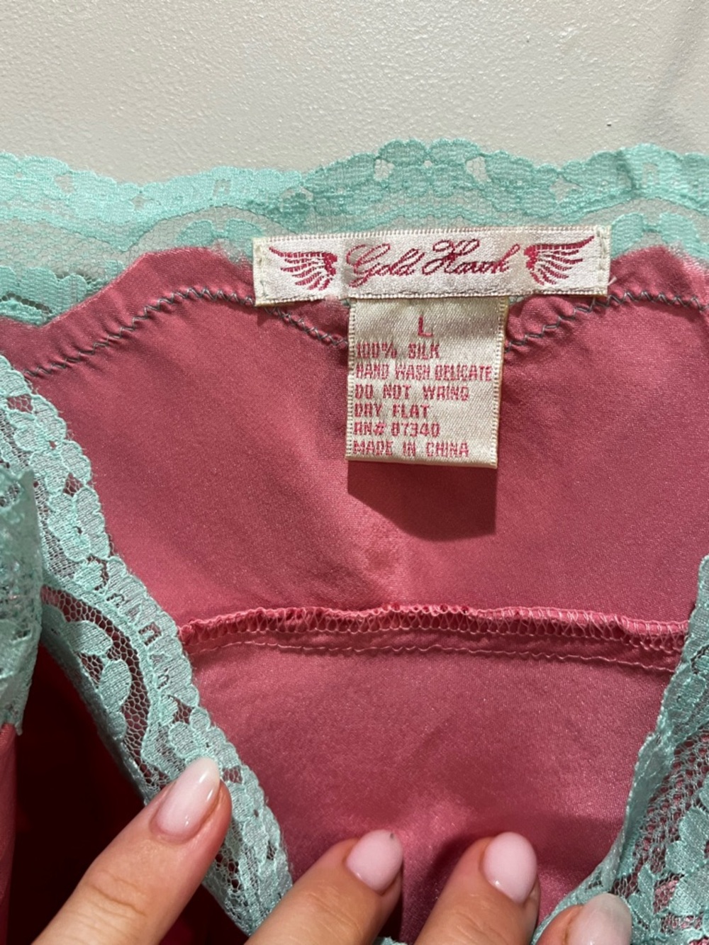Gold Hawk Pink Lemonade Silk Lace Camisole Size L NWT - Picture 7 of 7